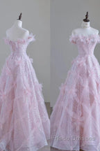 Women High Feeling Pink Fairy Formal Prom Dress Long Party Dress
