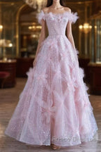 Women High Feeling Pink Fairy Formal Prom Dress Long Party Dress