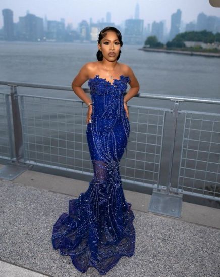 Women'S Mermaid Prom Dress, Sweetheart Sequin Royal Blue Birthday Party Dress