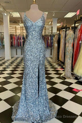 WomenS Spaghetti Straps Sequins Sparkly Prom Dress Formal Graduation Evening Dresses