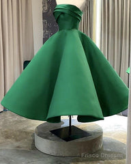 WomenS Strapless Satin Midi Prom Party Dresses