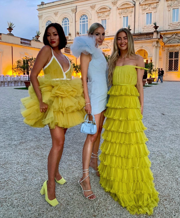 Yellow A-Line Tiered Tulle Off-The-Shoulder Long Prom Party Dress