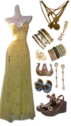 Yellow Beaded Evening Dress Unique Long Prom Dress