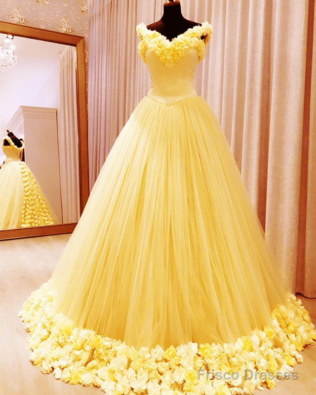 Yellow Flowers Quinceanera Ball Gown Off The Shoulder Main image