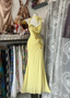 Yellow Halter Sweetheart Mermaid Vintage Long Party Dress Evening Dress