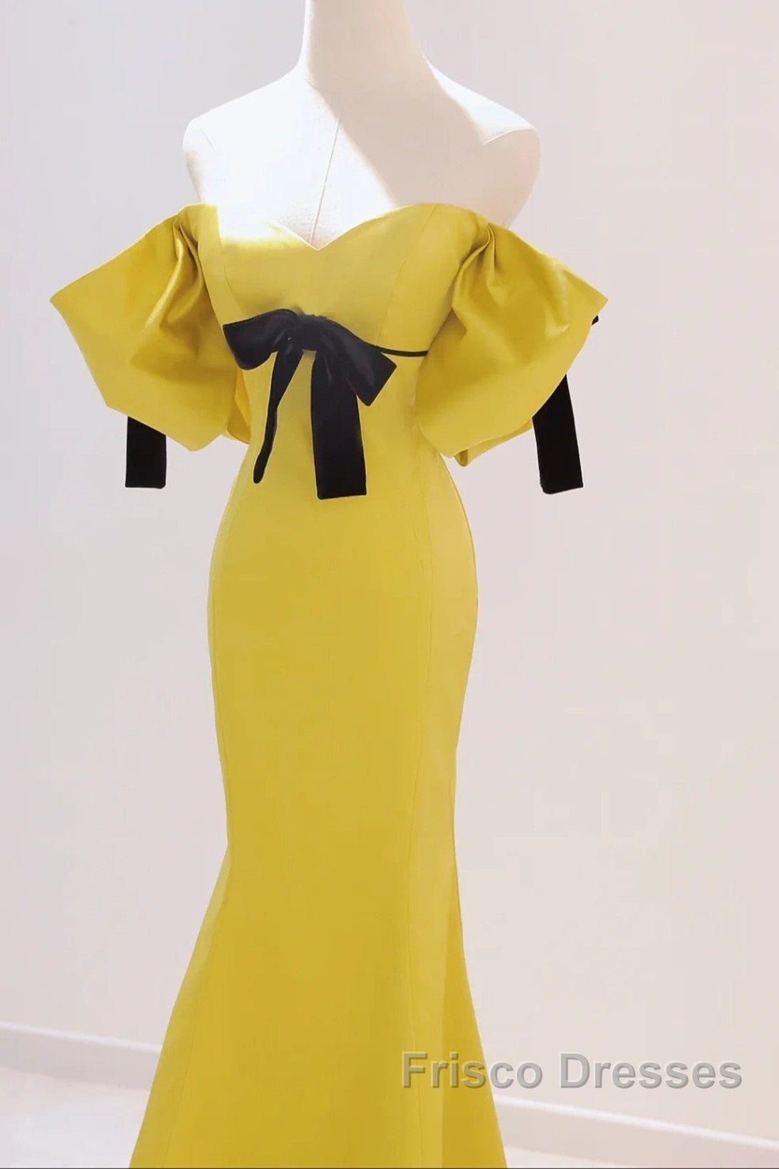 Yellow Mermaid Sweetheart Formal Prom Dress, Off Shoulder Yellow Evening Dress