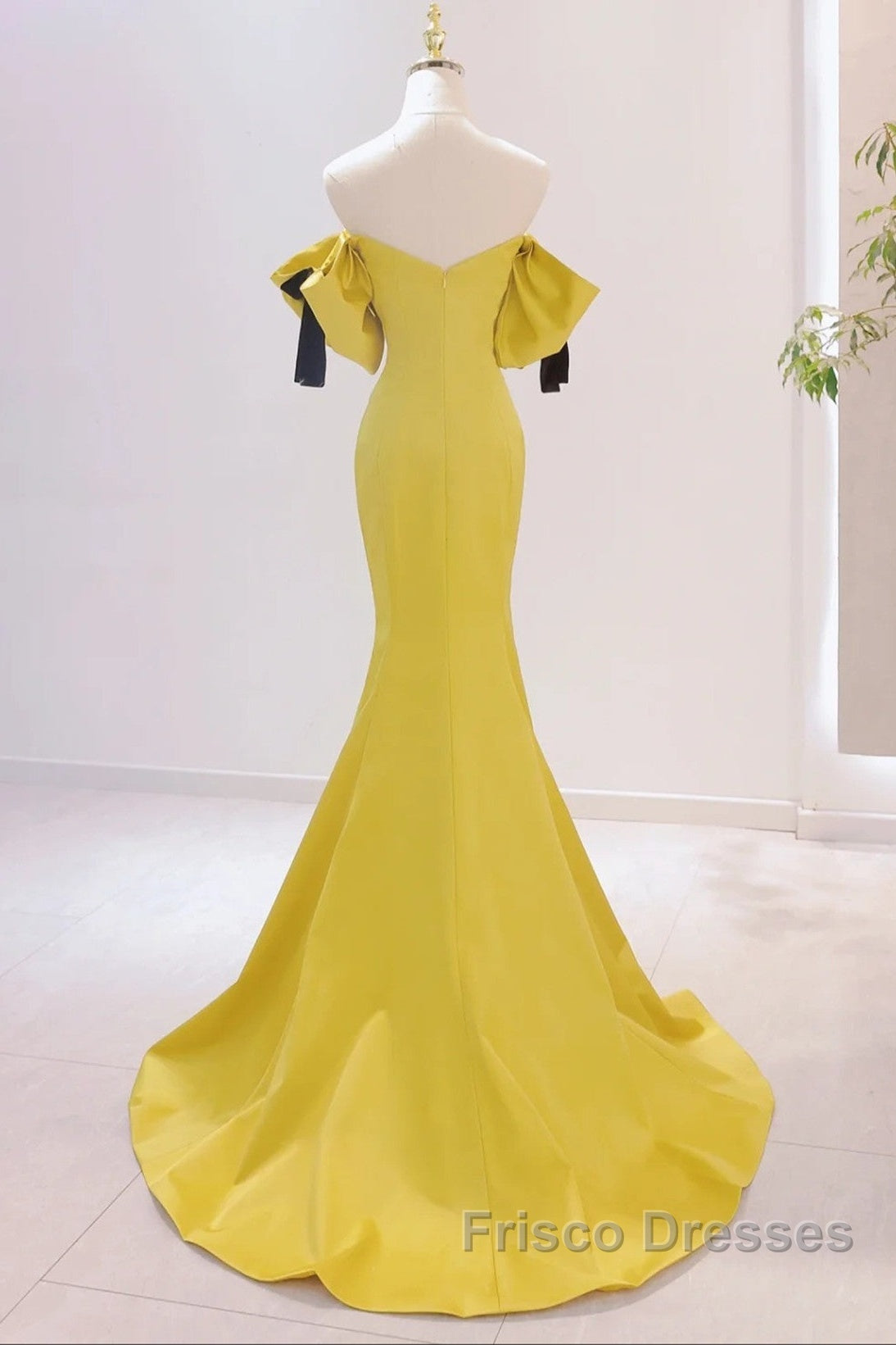 Yellow Mermaid Sweetheart Formal Prom Dress, Off Shoulder Yellow Evening Dress