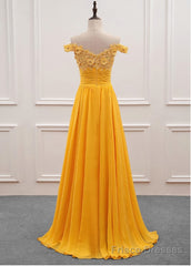 Yellow Off Shoulder Long Party Dress, Sweetheart Formal Dress