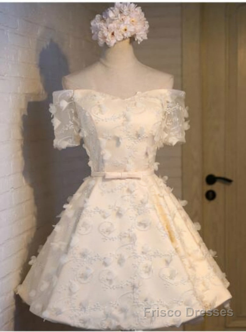 Yellow Off The Shoulder Flower Homecoming Dress Main image