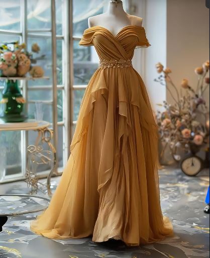 Yellow/Purple A-Line Off-Shoulder Chiffon Long Prom Dress Formal Evening Gown Secondary image