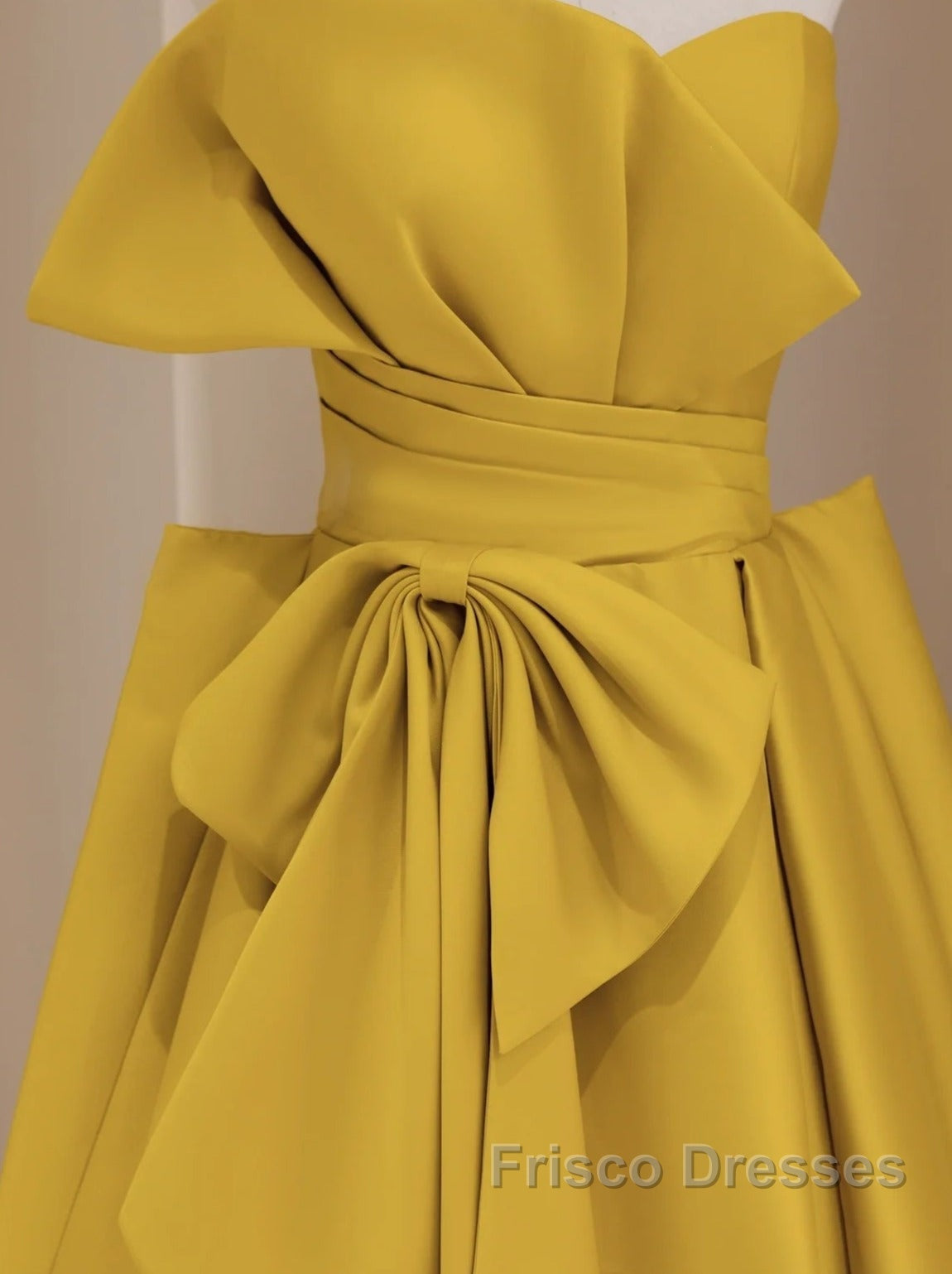 Yellow Satin Long Formal Prom Dress, Yellow Evening Dress Secondary image