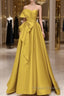 Yellow Satin Long Formal Prom Dress, Yellow Evening Dress
