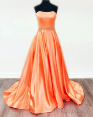 Yellow Satin Strapless Ball Gown Dresses Beaded Sashes