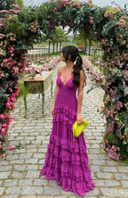 New Purple V-Neck Prom Dress, Graduation Party Dresses