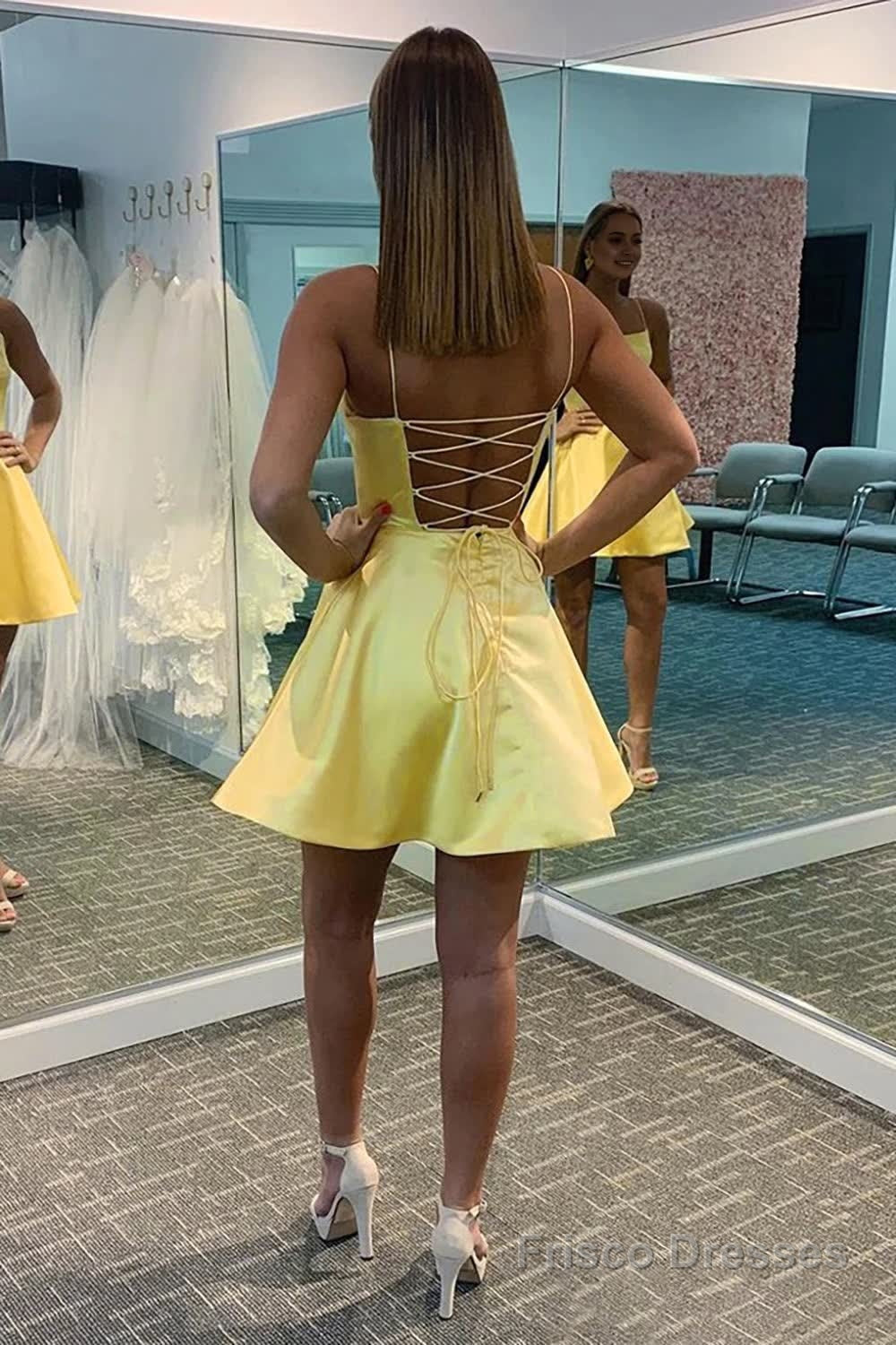 Yellow Simple A Line Homecoming Dress Secondary image