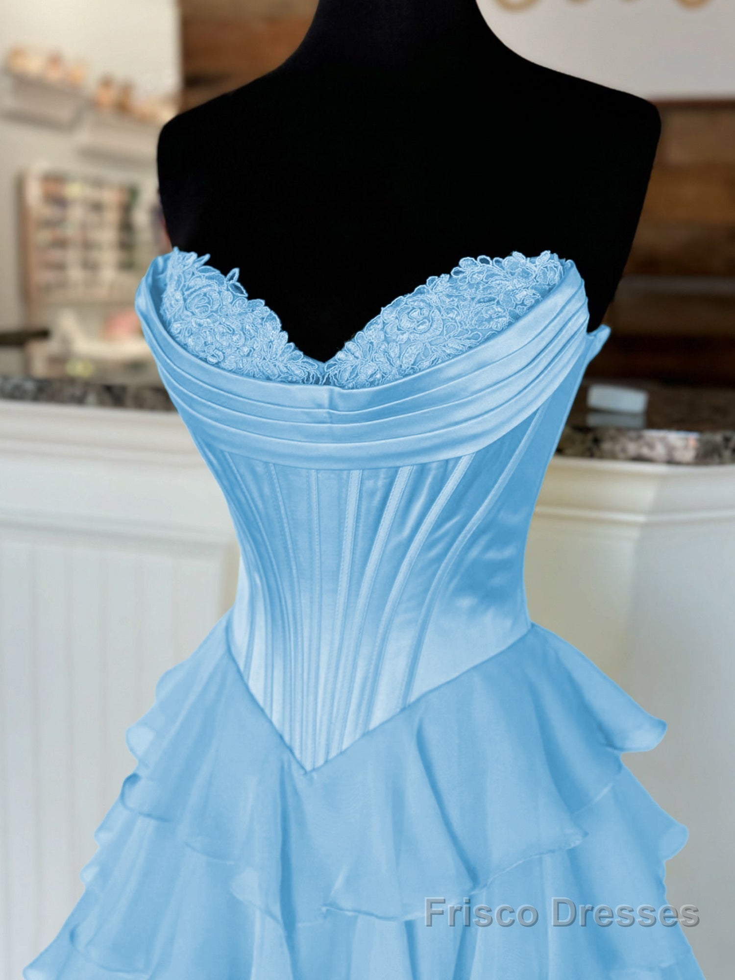 Yellow Strapless A-Line Ruffle Long Prom Dress With Split