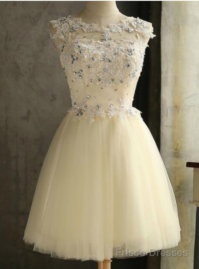 Yellow Tulle Appliques Homecoming Dress