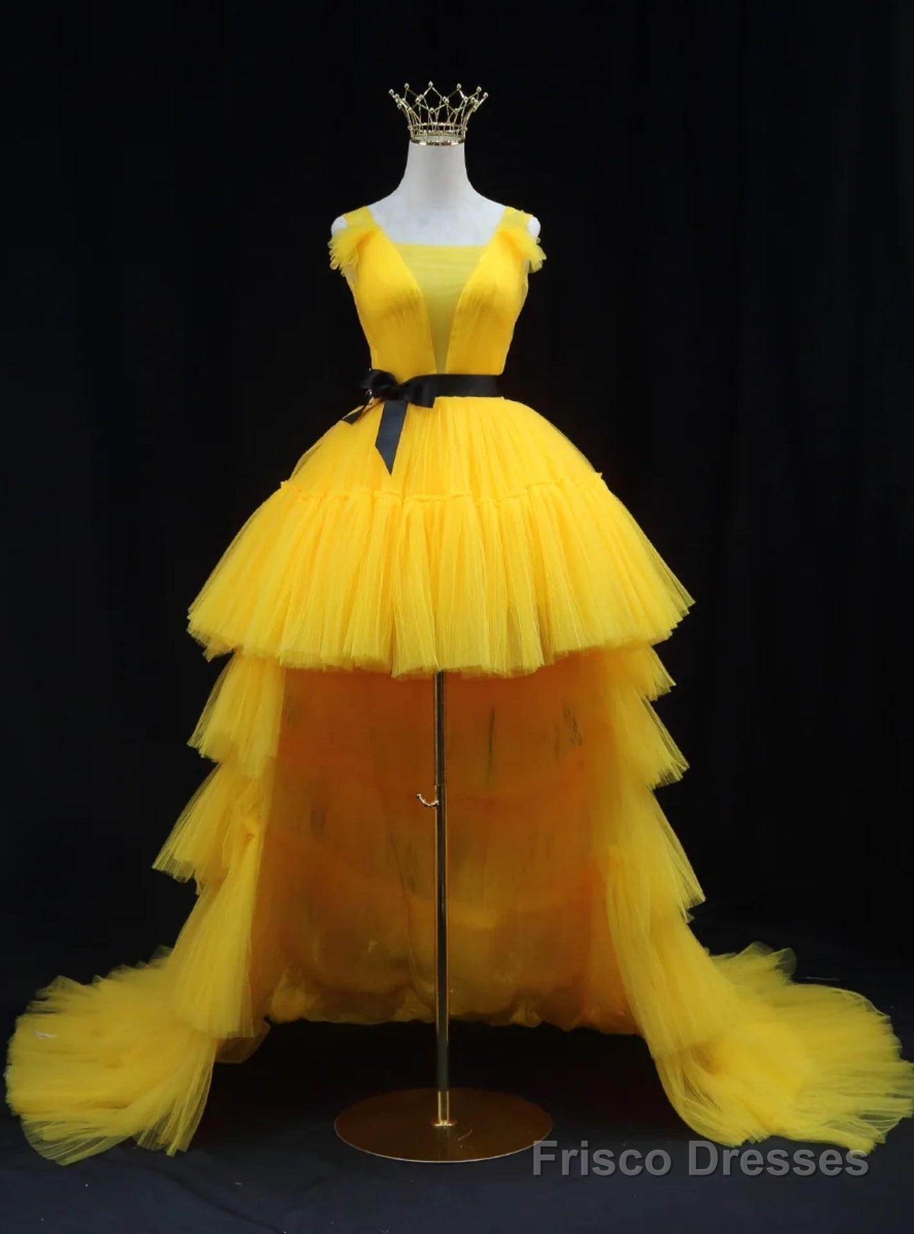 Yellow Tulle  Pleats Prom Dress Main image
