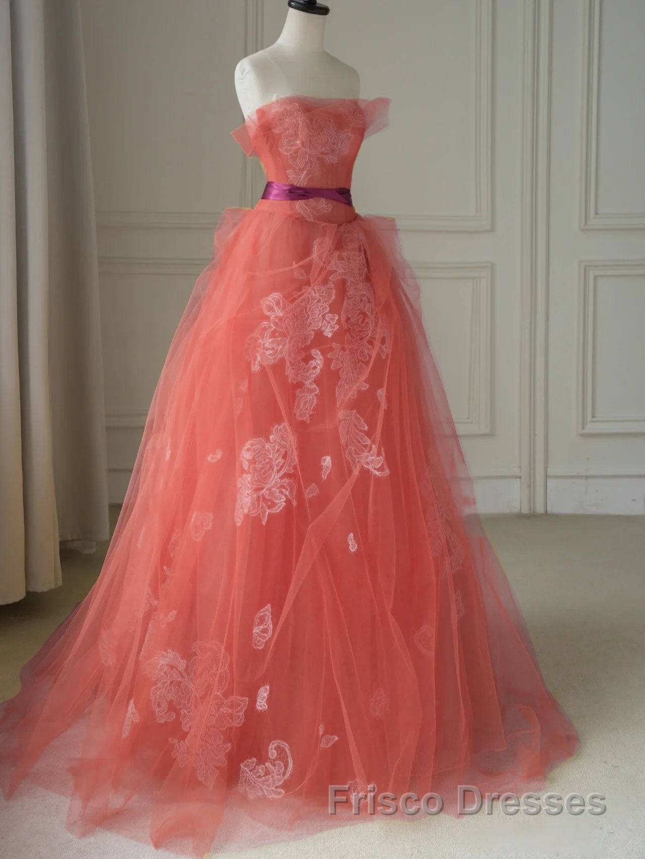 Yellow tulle lace long Formal Prom Dresses, yellow tulle formal Dresses Secondary image