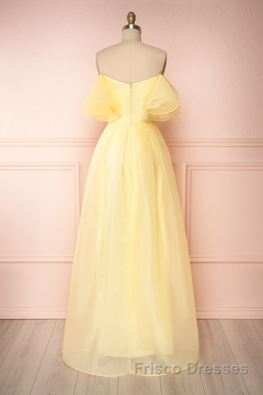 Yellow tulle off shoulder long Formal Prom Dresses yellow formal Dresses