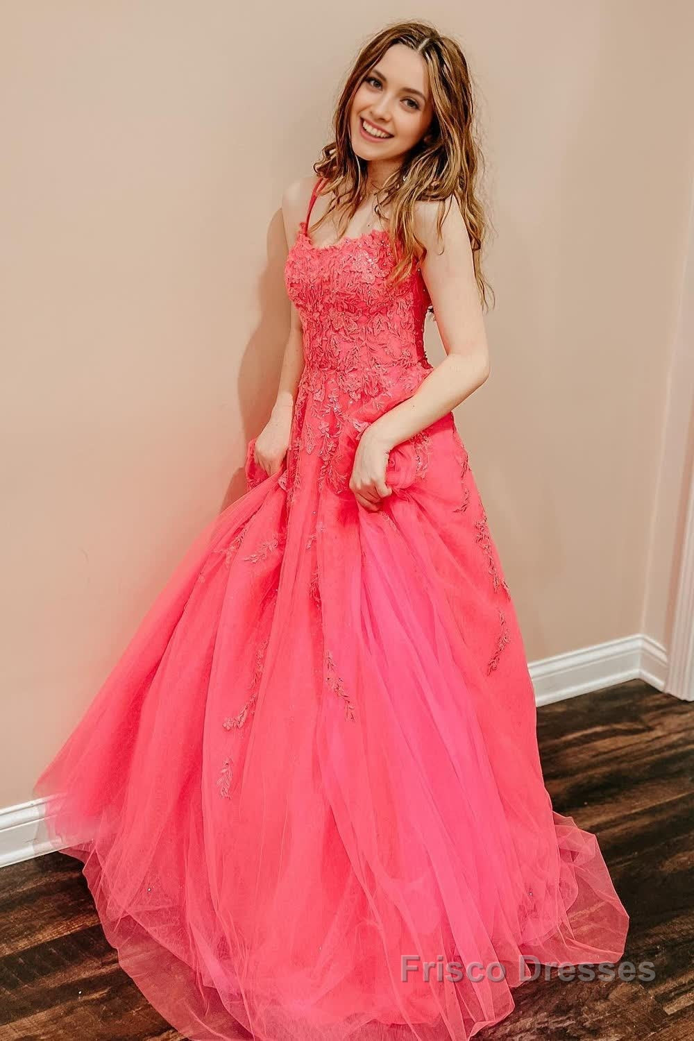 Yellow Tulle Prom Dress with Appliques