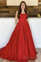 Yellow Tulle Prom Dress with Appliques