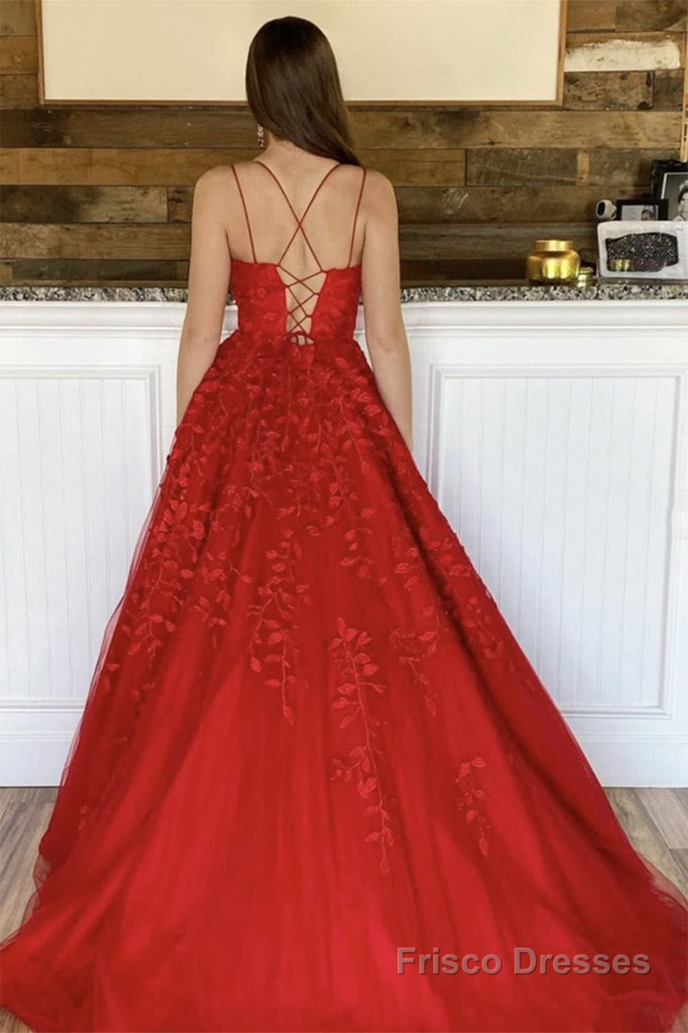 Yellow Tulle Prom Dress with Appliques