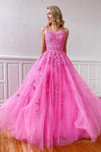 Yellow Tulle Prom Dress with Appliques