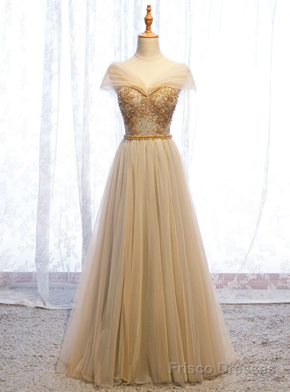 Yellow Tulle V-neck Beading Sequins Prom Dress Main image