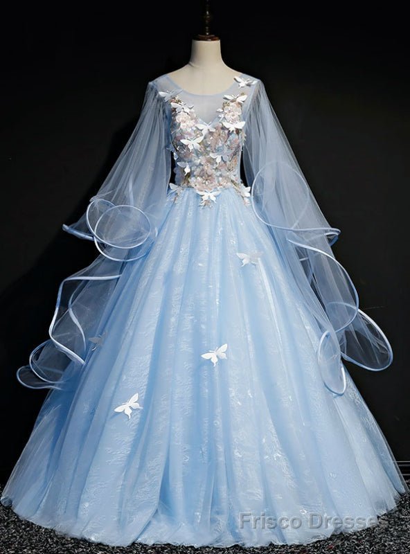You Are Sure To Find The Perfect Sky Blue Ball Gown Tulle Butterfly Appliques Quinceanera Dress Main image