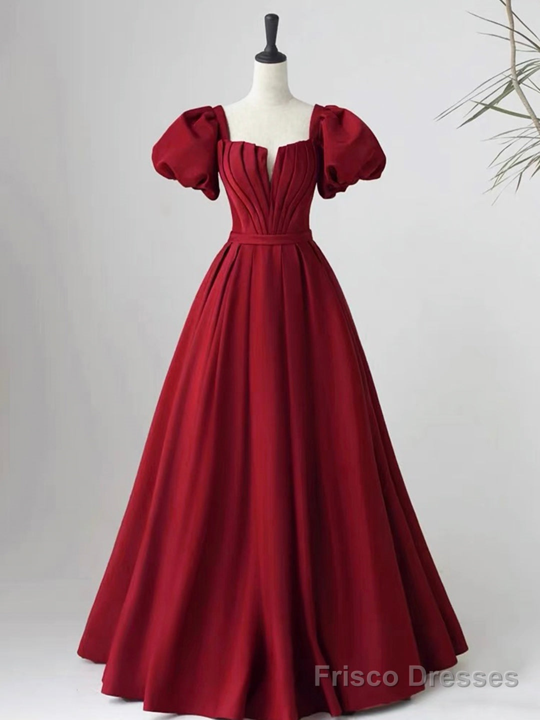 Lovely Satin Floor Length Short Sleeves Party Dress, A-Line Evening Party Dress