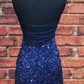 Sparkly Sequin Royal Blue Sheath Homecoming Dress