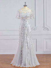 A-Line/Princess Bateau Floor-Length Tulle Mother of the Bride Dresses With Ruffles