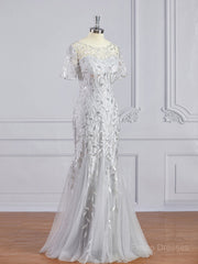 A-Line/Princess Bateau Floor-Length Tulle Mother of the Bride Dresses With Ruffles