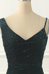 Dark Green Backless Velvet Mermaid Prom Dress