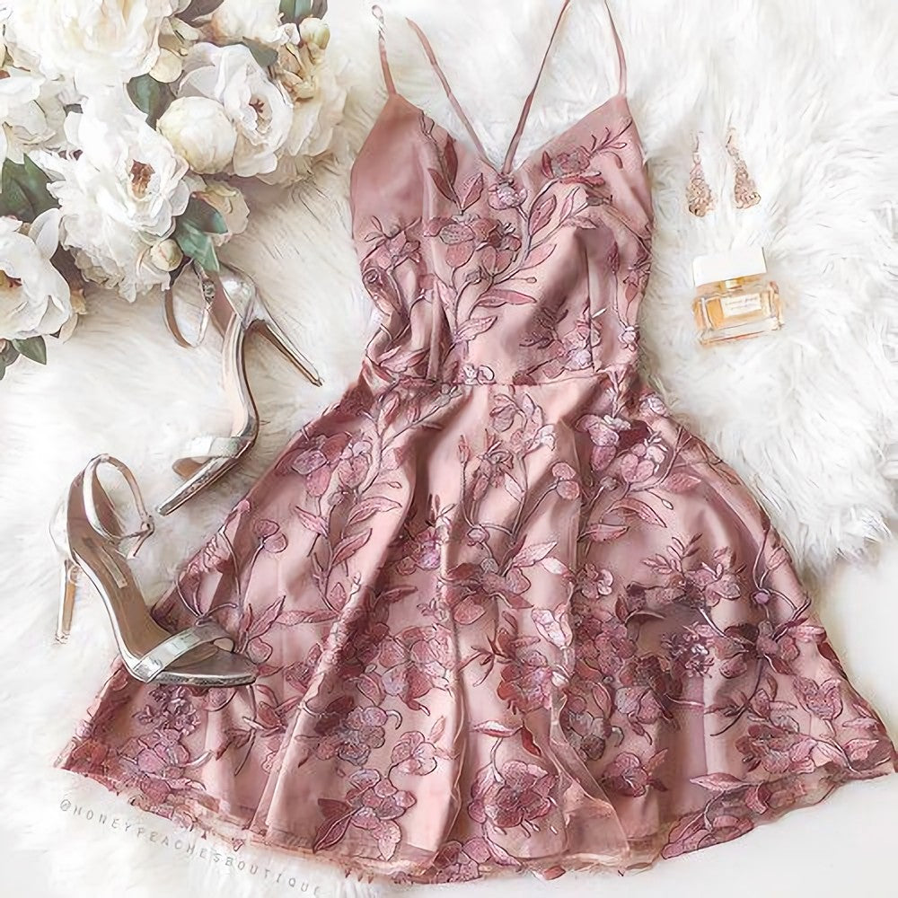 Homecoming Dresses, A Line Pink Short Dress