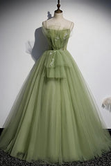 Green Tulle Long Sweet 16 Prom Dress Formal Dress, Evening Gown