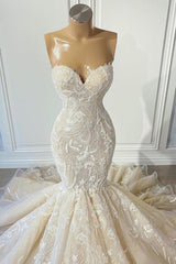 Ivory Sweetheart Strapless Long Mermaid Wedding Dress