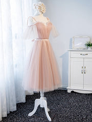 Off the Shoulder Short Pink Prom Dress, Short Pink Formal Graduation Bridesmaid Dresses