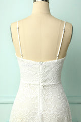 White High Low Lace Party Dress