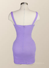 Wide Straps Lavender Ruched Bodycon Mini Dress